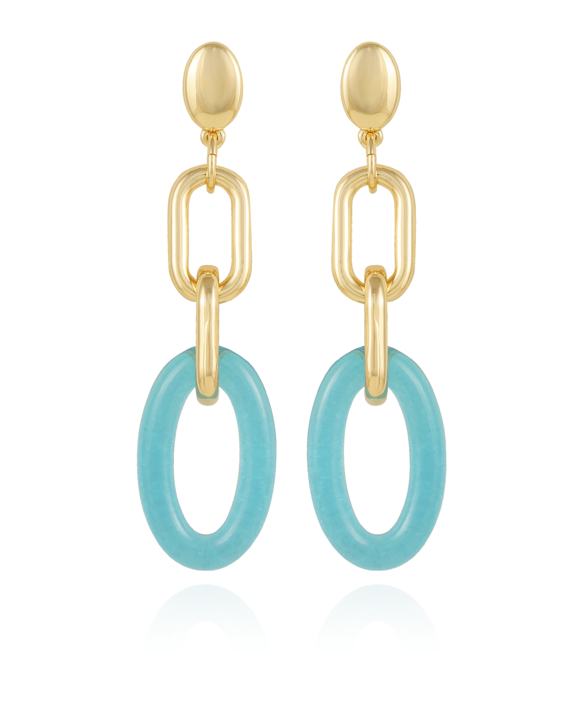 Gold-Tone and Blue Interlocking Link Drop Earrings - Gold-Tone, Blue