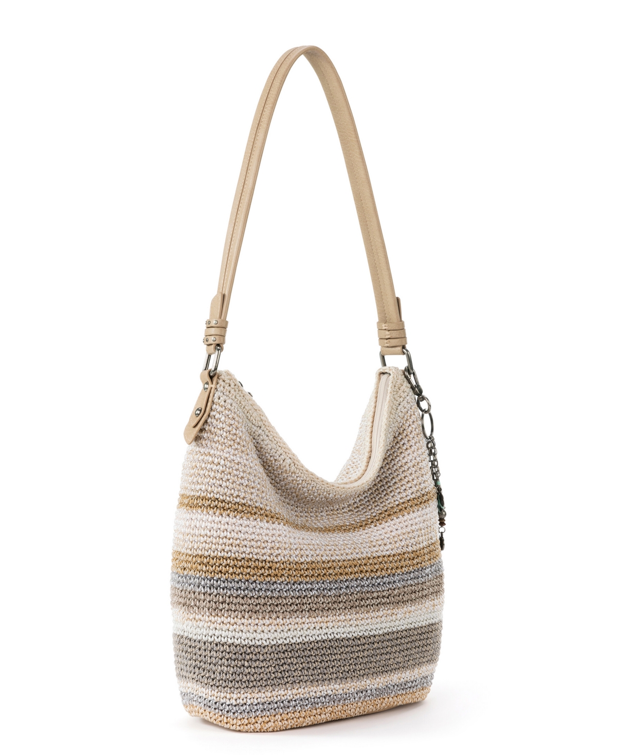 The Sak Sequoia Crochet Hobo Medium Handbag In Sand Stripe