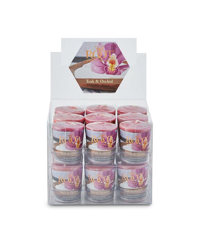 ROOT CANDLES Votive Teak 20 Hour Candles Set, 18 Piece Macy's