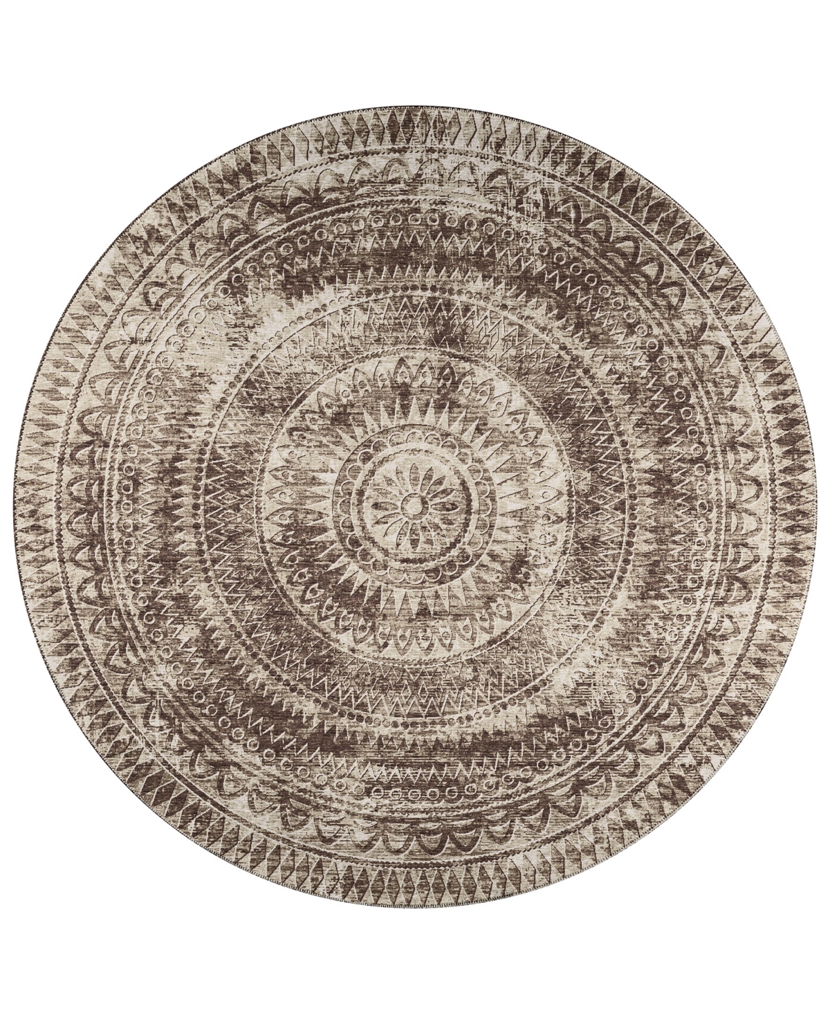 D Style Buttes BTS7 8' x 8' Round Area Rug - Taupe