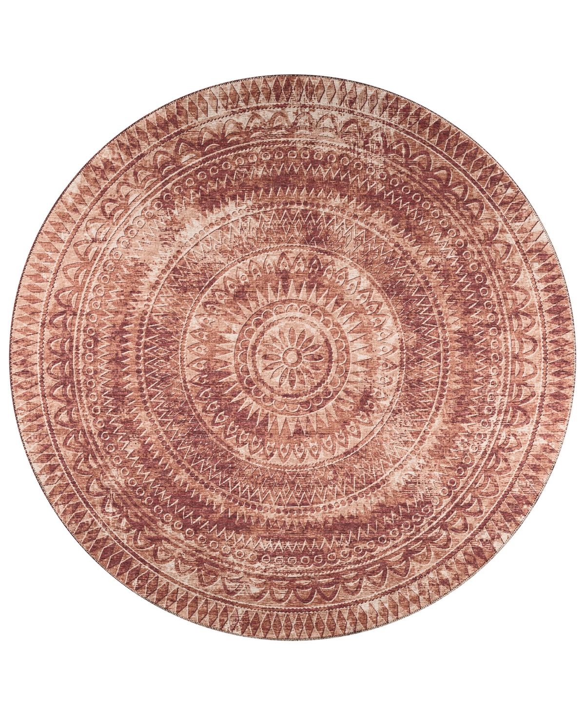 D Style Buttes BTS7 8' x 8' Round Area Rug - Terracotta