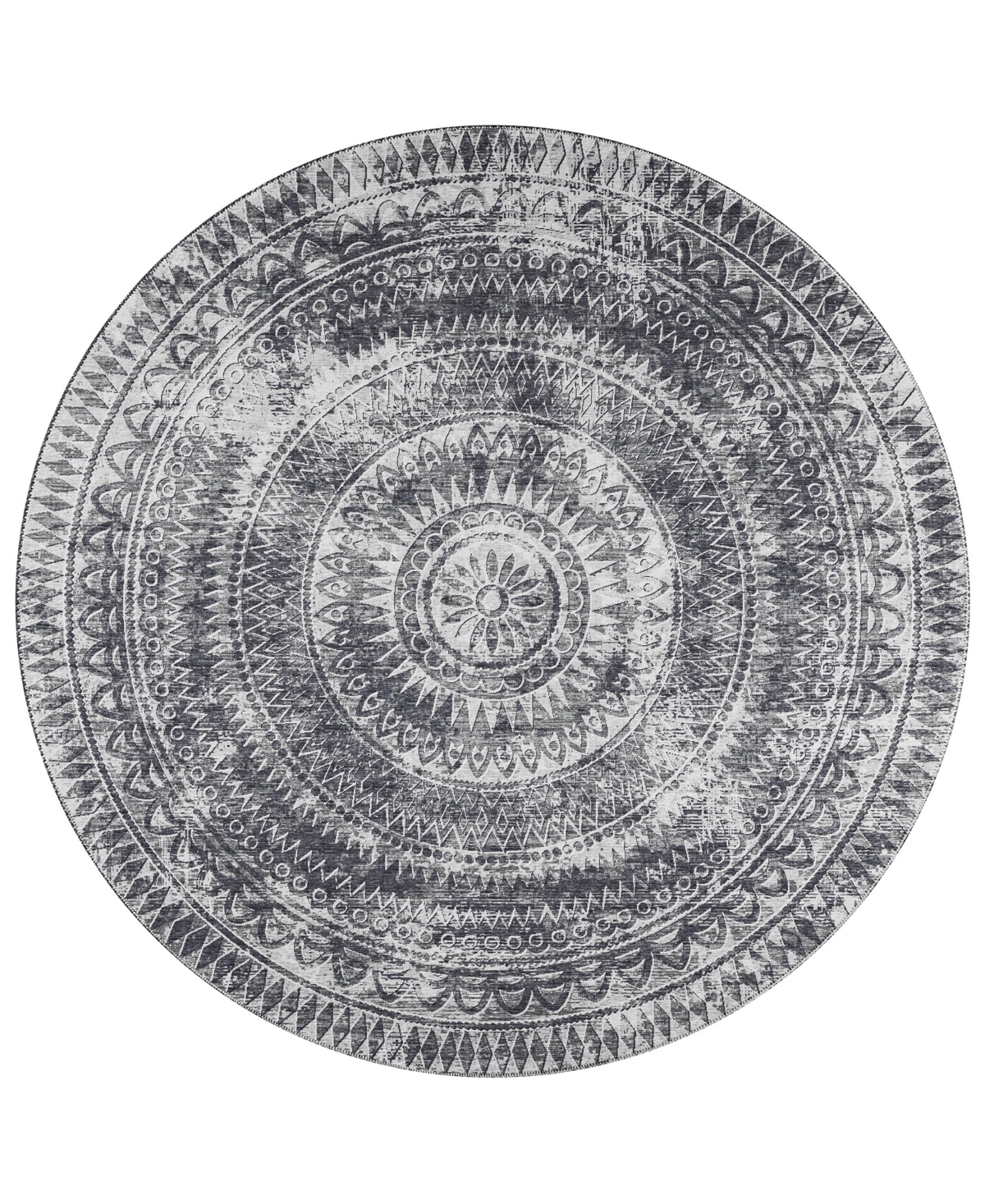 D Style Buttes BTS7 8' x 8' Round Area Rug - Charcoal