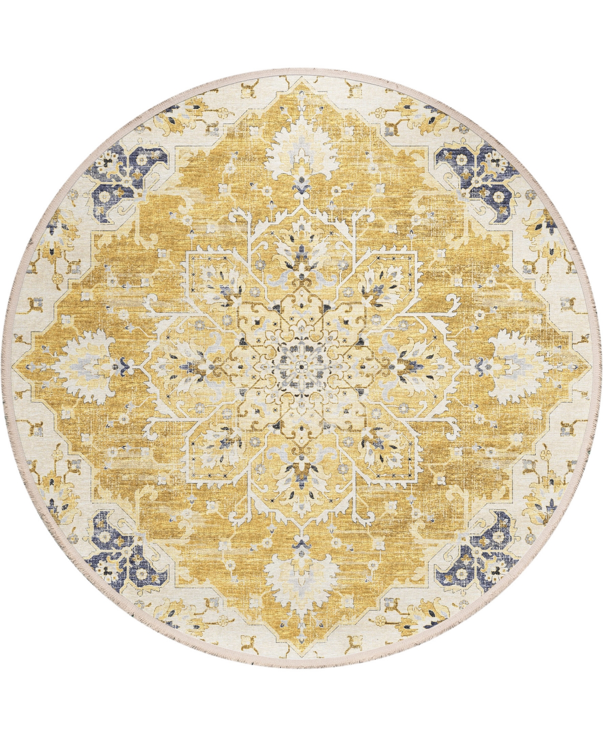 D Style Ionic IOC3 6' x 6' Round Area Rug - Gold Tone