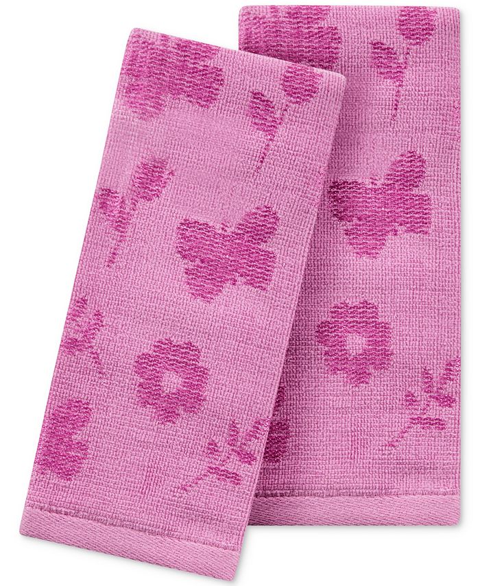 Martha Stewart Collection Butterfly Floral Carved Fingertip Towel Set, 11" x 18", Created For