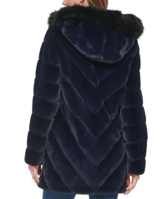 Petite Hooded Faux-Fur Coat 