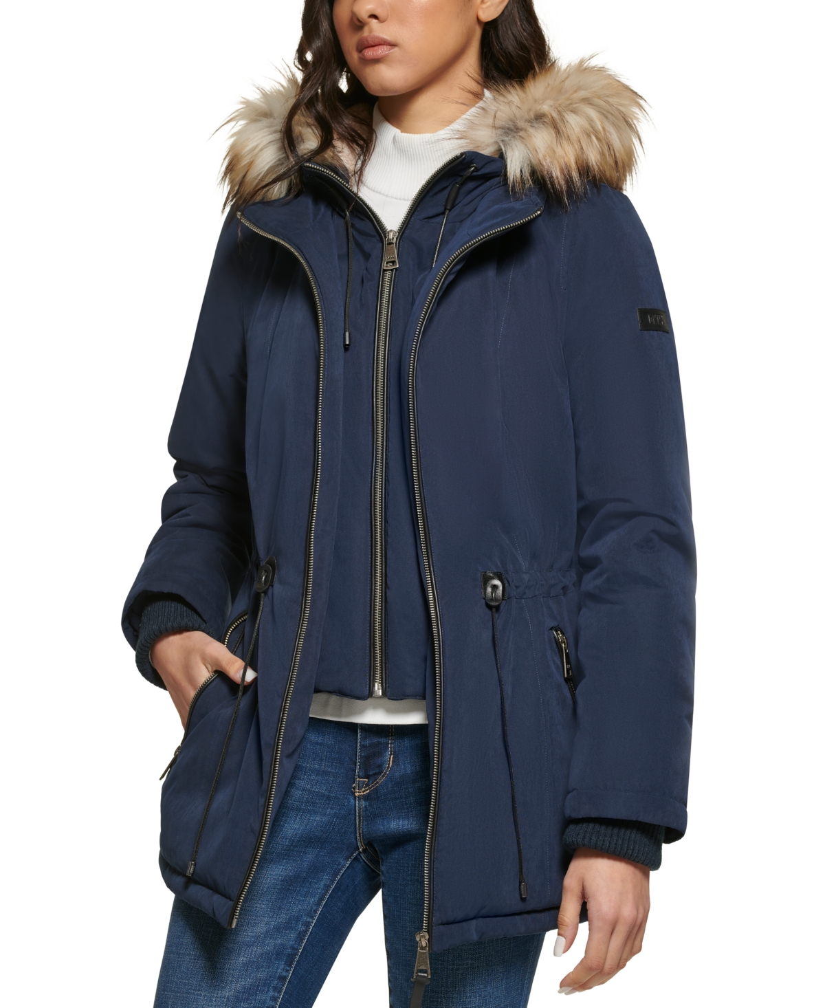 Dkny Women s Faux Fur Trim Hooded Anorak Created for Macy s Smart Closet