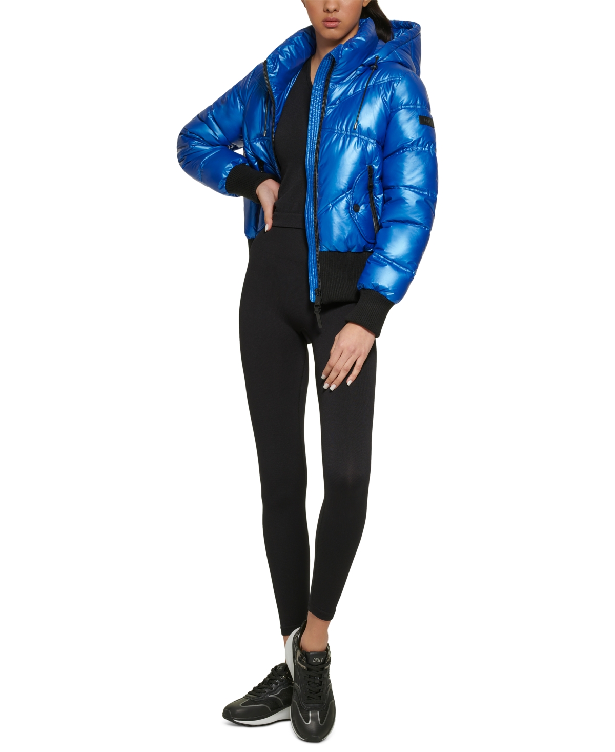 Dkny Women s Knitted Hem Hooded Puffer Coat Smart Closet