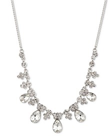 Silver-Tone Pear Crystal Statement Necklace, 16" + 3" extender