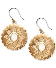 Gold-Tone Imitation Pearl Southwest Flower Drop Earrings
