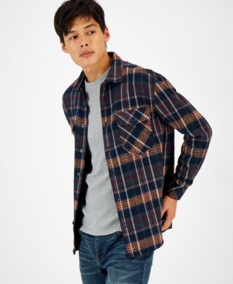 CRWTH - Men's Gold Vein Regular-Fit Plaid Flannel Shirt