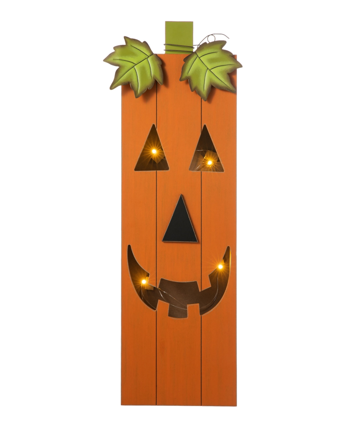 Lighted Halloween Wooden Pumpkin Porch Decor, 30" - Multi