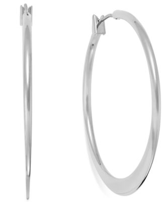 Charter Club Silver-Tone Medium Wedge Hoop Earrings
