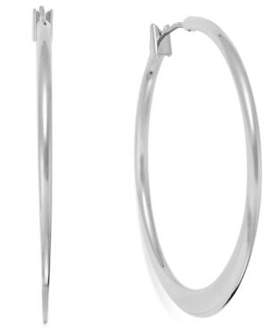 image of Charter Club Silver-Tone Medium Wedge Hoop Earrings