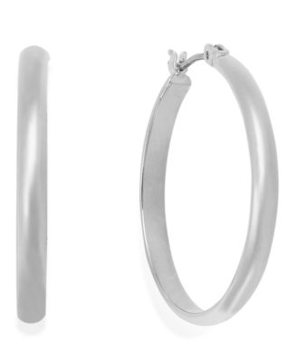 Charter Club - Silver-Tone Medium Band Hoop Earrings