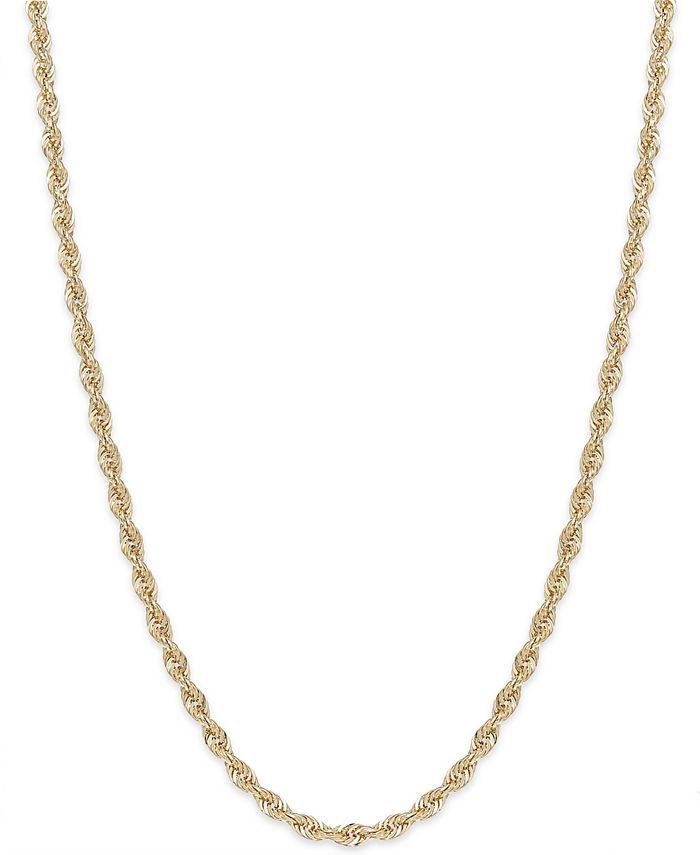 14K Gold Necklace, 18 Rope Chain (1-3/4mm)