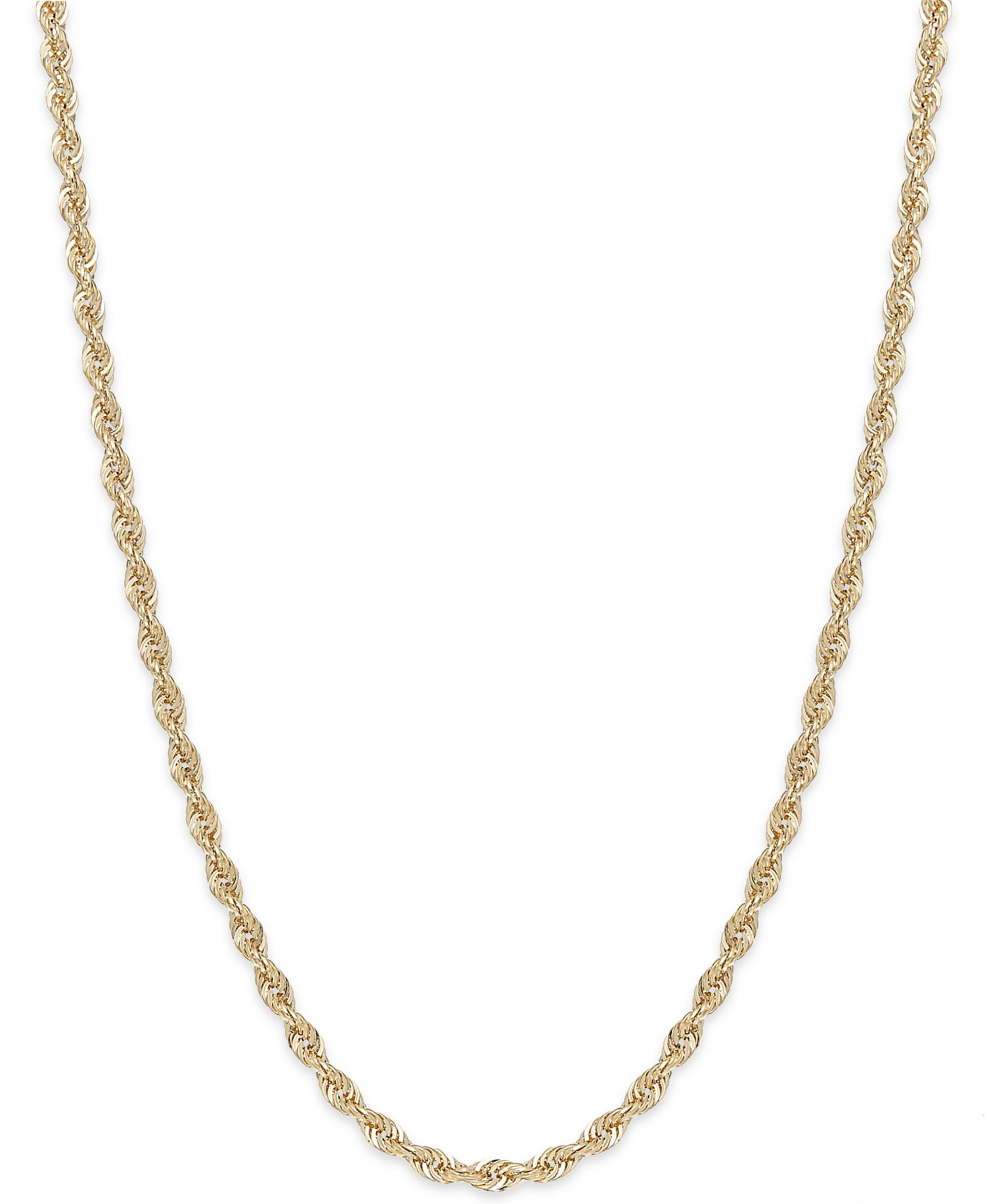 Rope Chain (1-3/4mm) Necklace Collection in 14k Gold