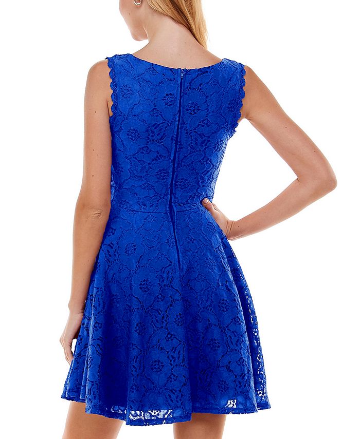 City Studios Juniors Lace Back Fit Flare Dress Purple Size 3