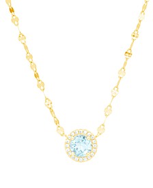 Blue Topaz (1 ct. t.w.) & Cubic Zirconia 18" Pendant Necklace in 14k Gold-Plated Sterling Silver