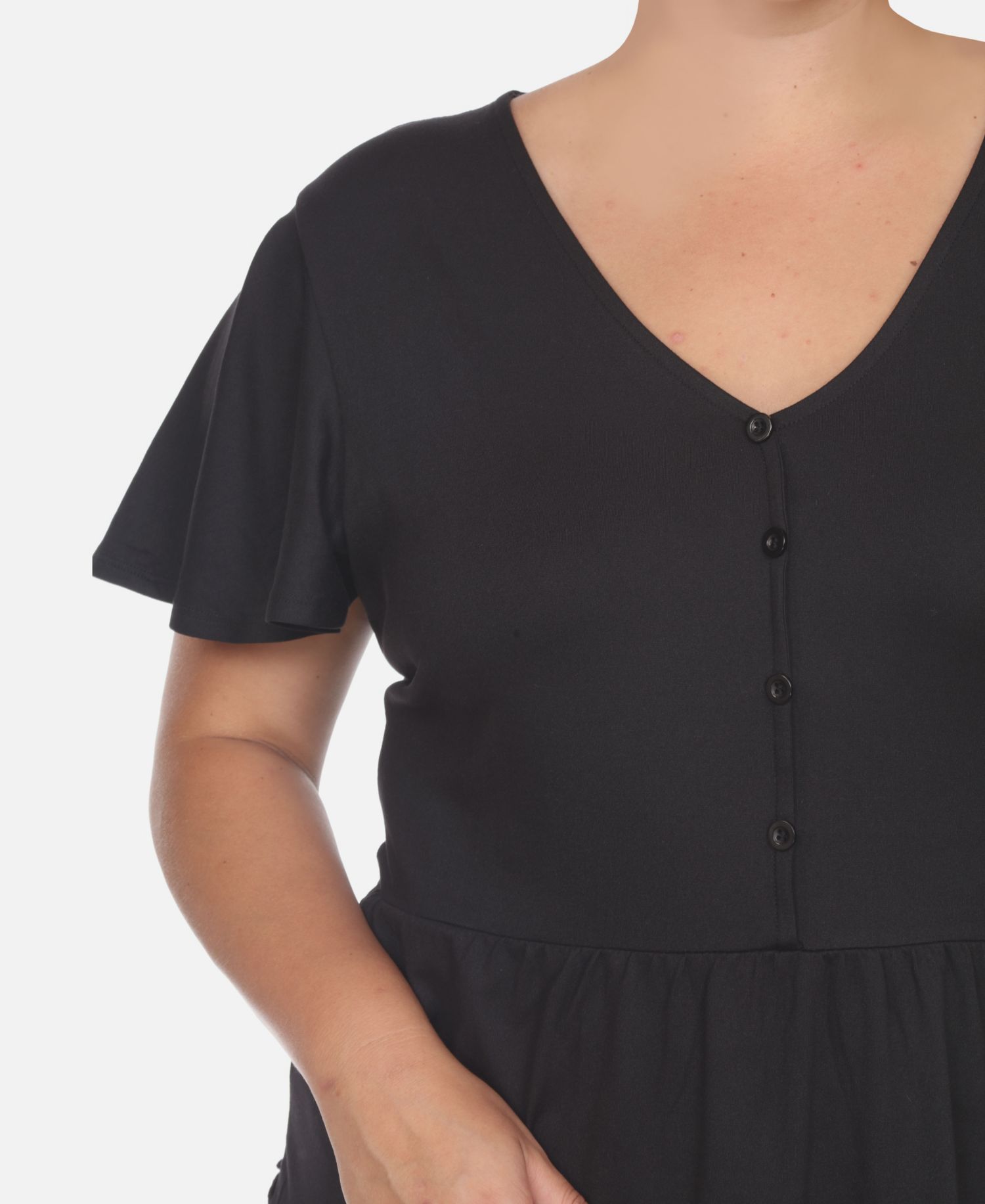 Plus Size Short Sleeve V-neck Tiered Midi Dress