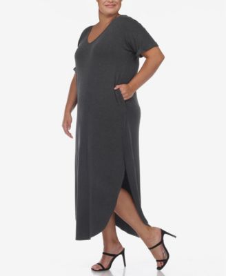 Plus Size Short Sleeve V-neck Maxi Dress