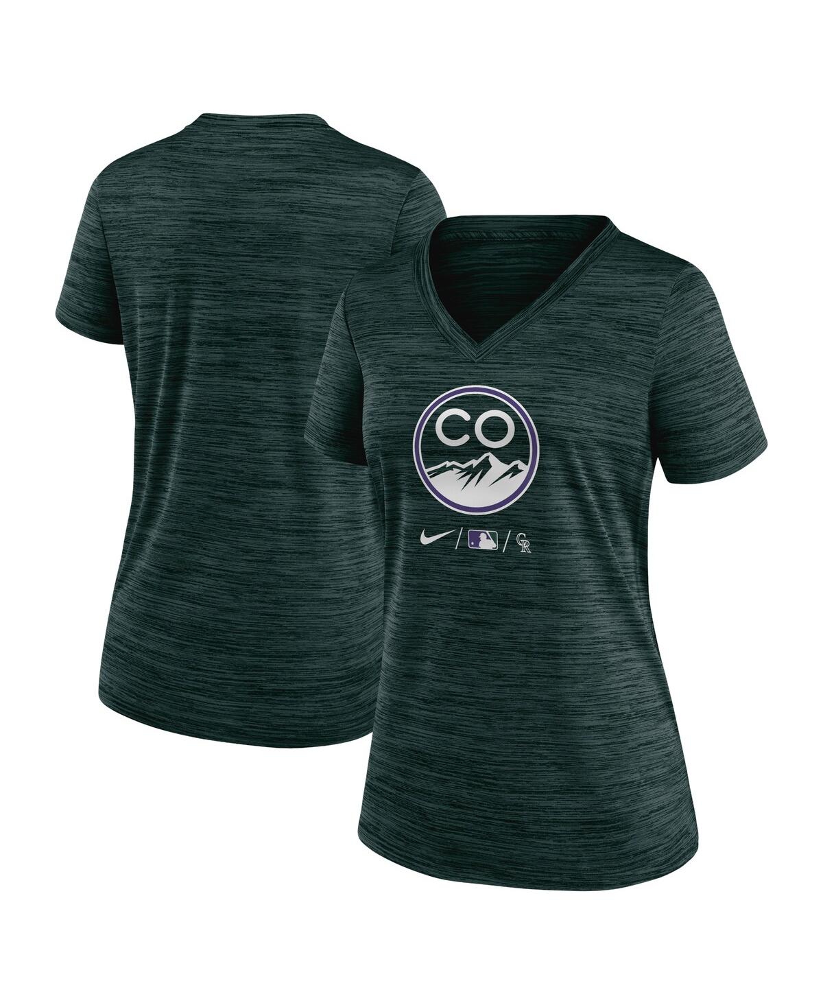 Women's NikeColorado Rockies Authentic Collection City Connect Velocity Performance V-Neck T-shirt - Green