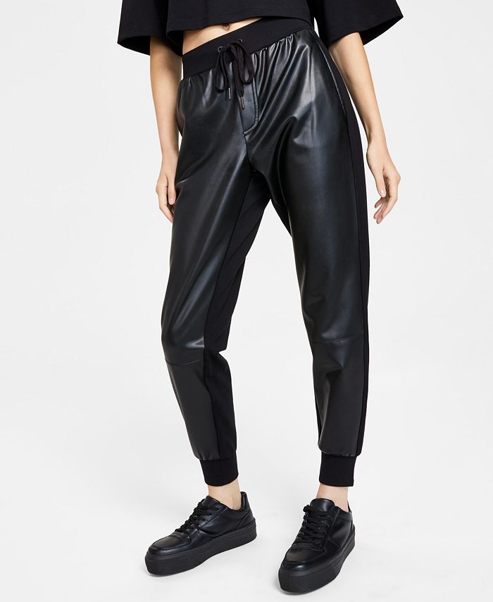 Calvin Klein Jeans Women's Faux-Leather Jogger Pants - Macy's