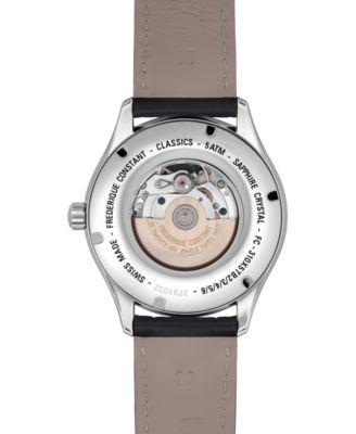 Men's Swiss Automatic Classics Heart Beat Black Leather Strap Watch 40mm