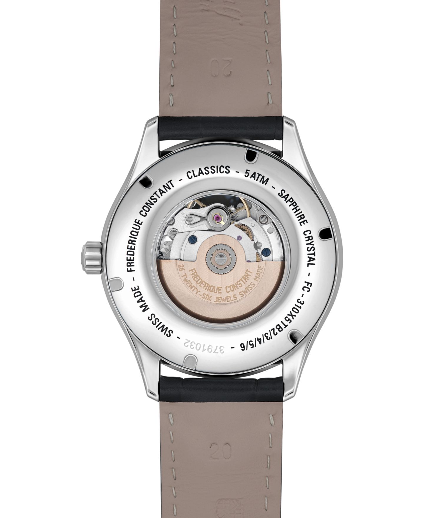 Мужские часы Frederique Constant Swiss Automatic Classics Heart Beat Black Leather Strap Watch 40mm — фото 5