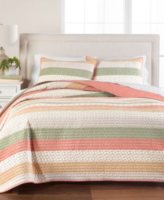 Martha Stewart Collection - Ditsy Corduroy Stripe Quilt, Created for Macys