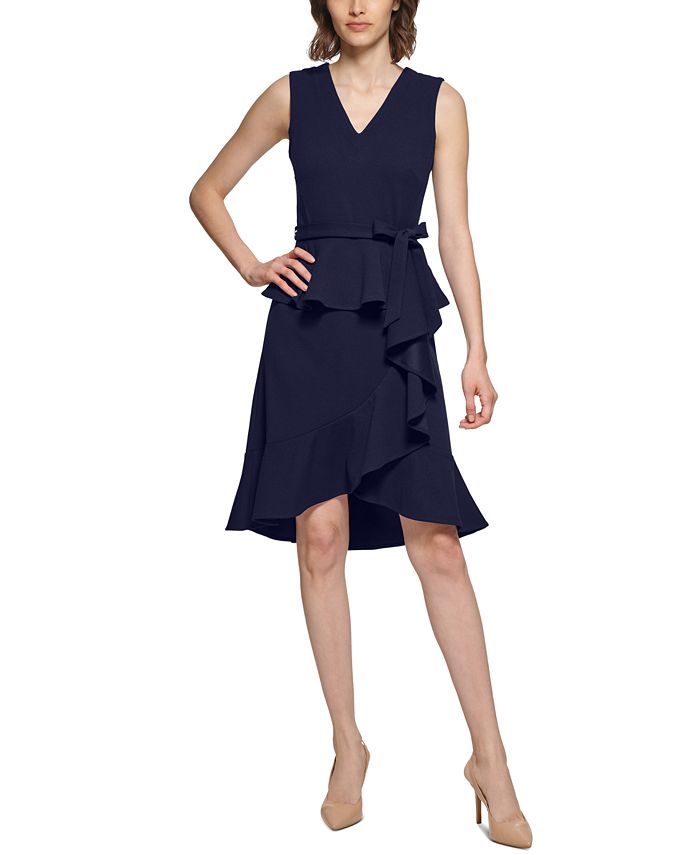 Calvin Klein Petite Ruffled Peplum Dress & Reviews - Dresses - Petites -  Macy's