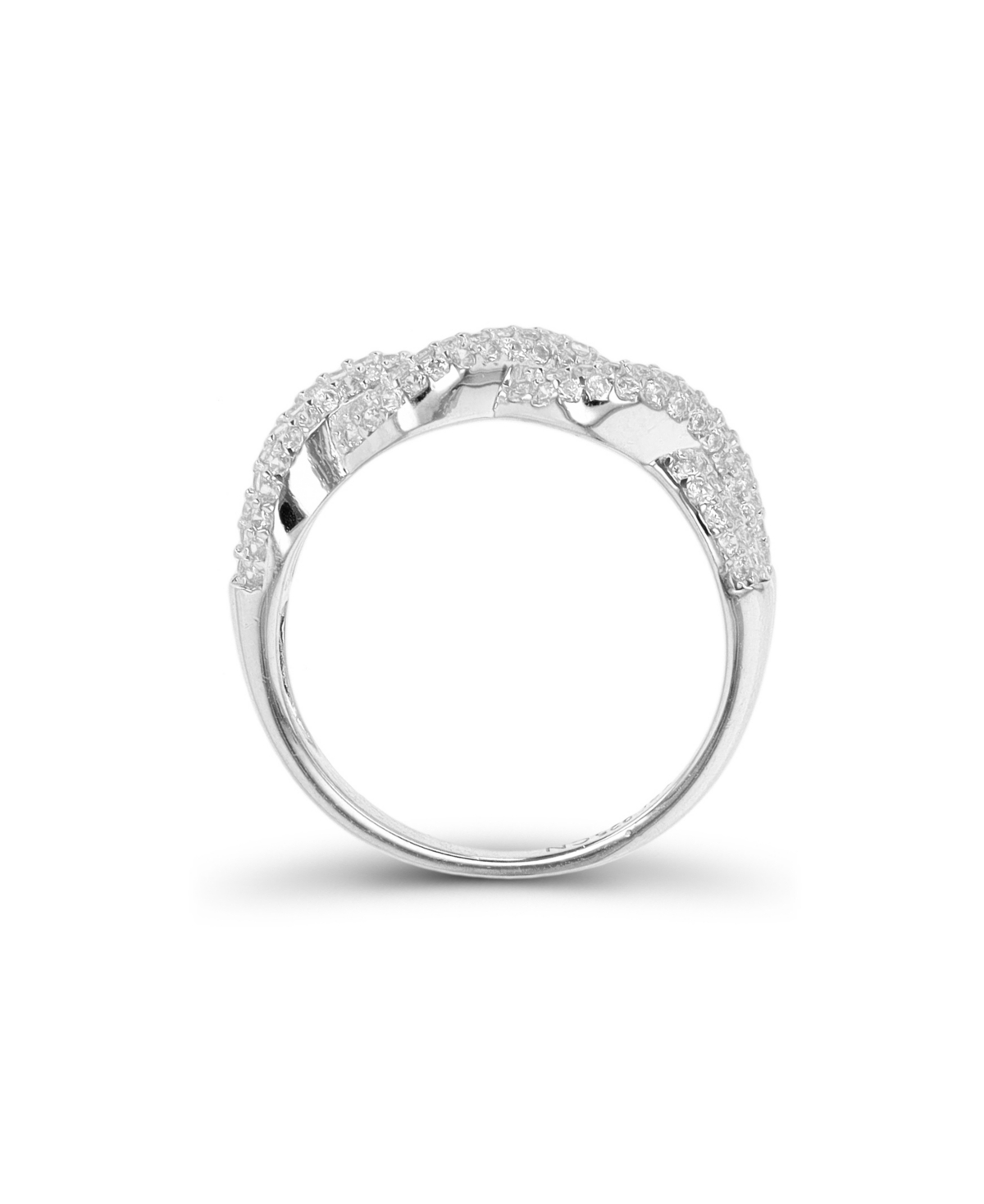 Cubic Zirconia Fashion and 14K Gold Over Sterling Silver Twisted Ring - Sterling Silver