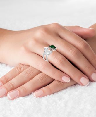 Cubic Zirconia in Sterling Silver and 14K Gold Over Sterling Silver Multishape Fashion Ring