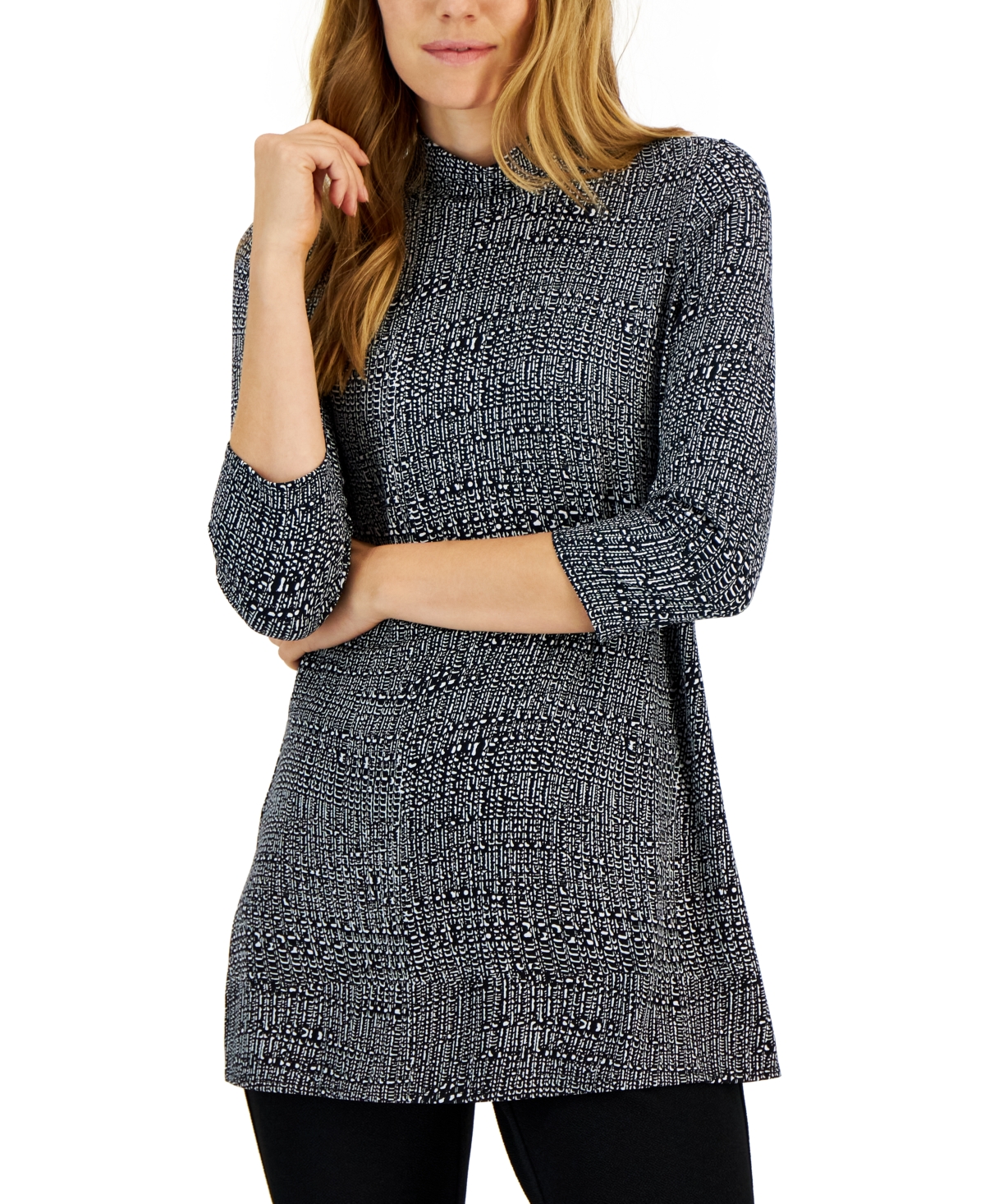 Alfani Mockneck 3/4-Sleeve Knit Tunic, Created for Macy's