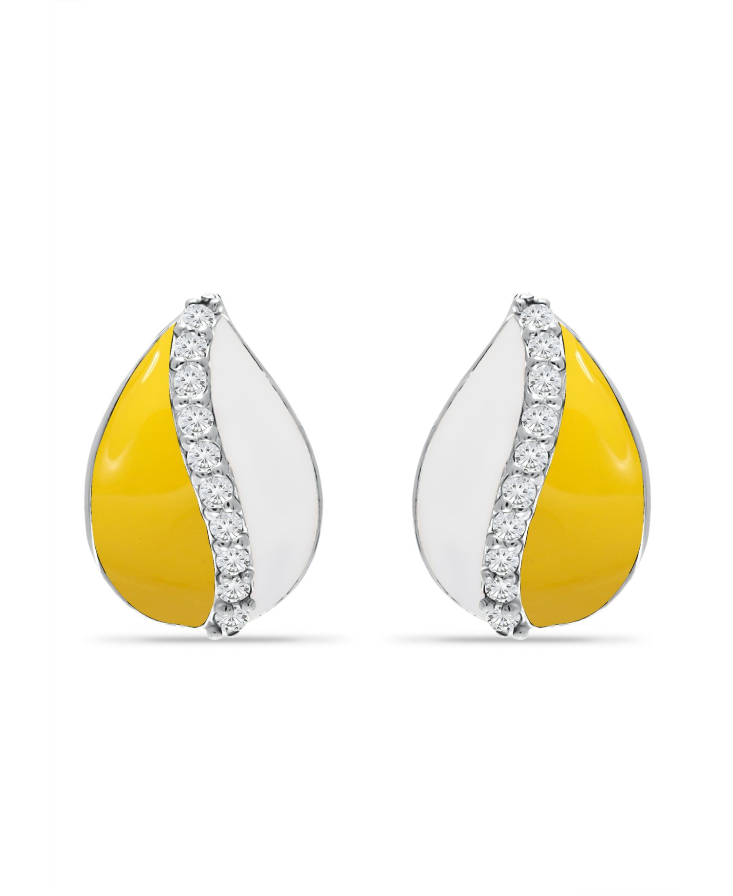 Cubic Teardrop Huggie Hoop Earrings, Sterling Silver or 18K Gold over Silver