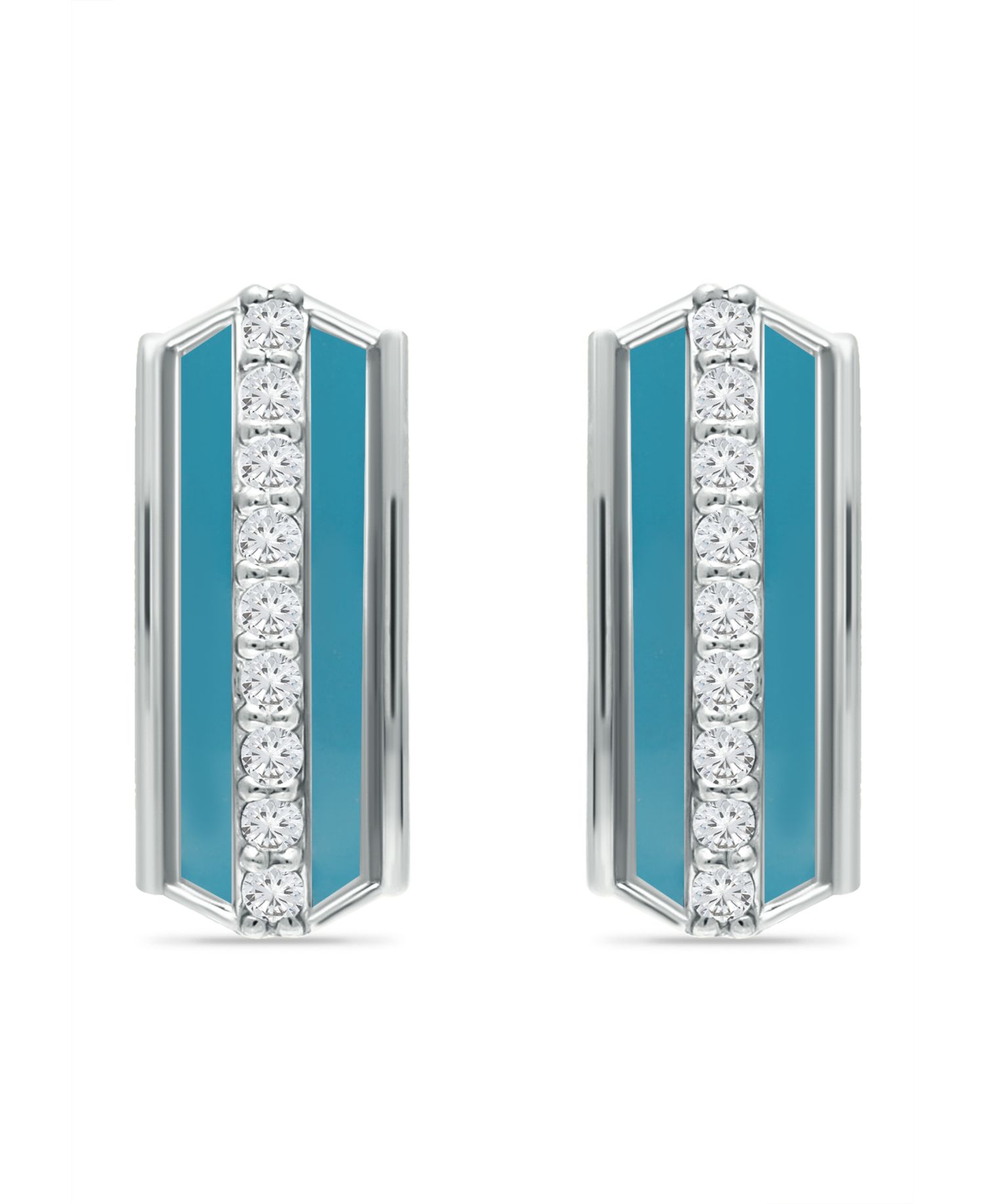 Cubic Zirconia Huggie Hoop Earrings, Sterling Silver or 18K Gold over Silver