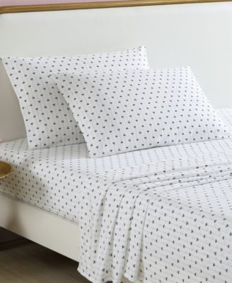 Betsey Johnson Ribbon Pinstripe Cotton Percale Sheet Collection Set Bedding