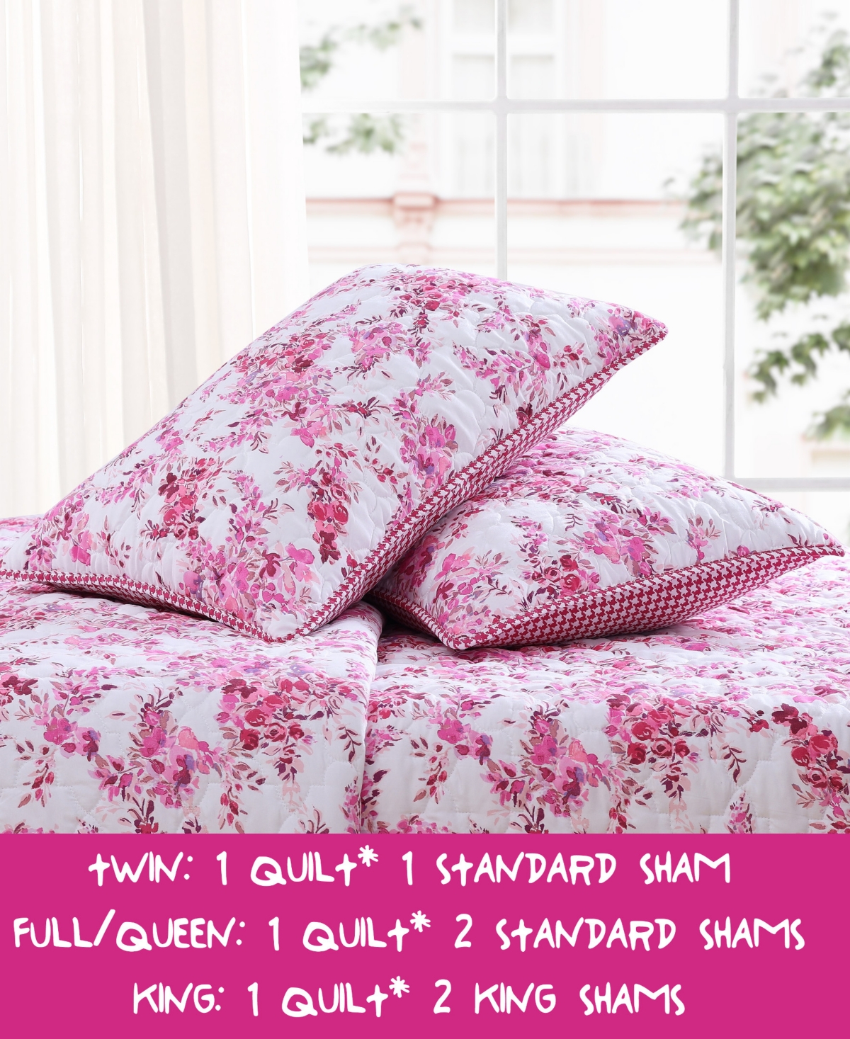 Betsey Johnson 3 Piece Floral Vineyard Quilt Set,