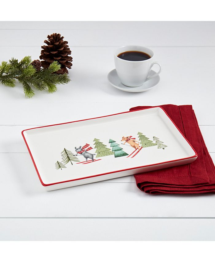 Tabletops Unlimited Furry Christmas Dog Small Rectangular Tray Macy's