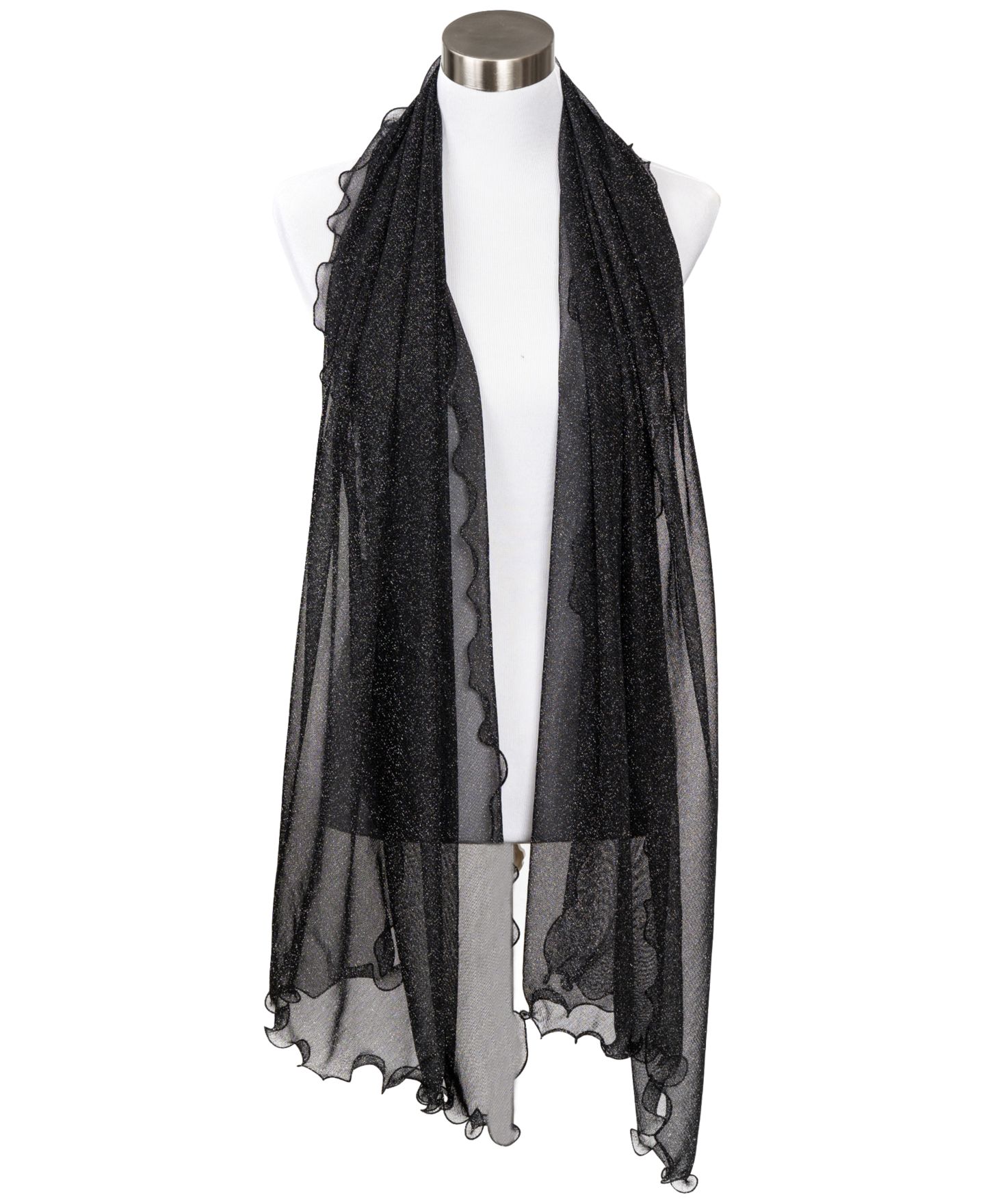 Женские аксессуары I.N.C. International Concepts Ruffle-Edge Metallic Evening Wrap, цвет: Чёрный — фото 6