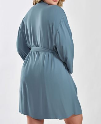 Bree Plus Size Modal Robe with Looped Self Tie Sash and Inner Ties