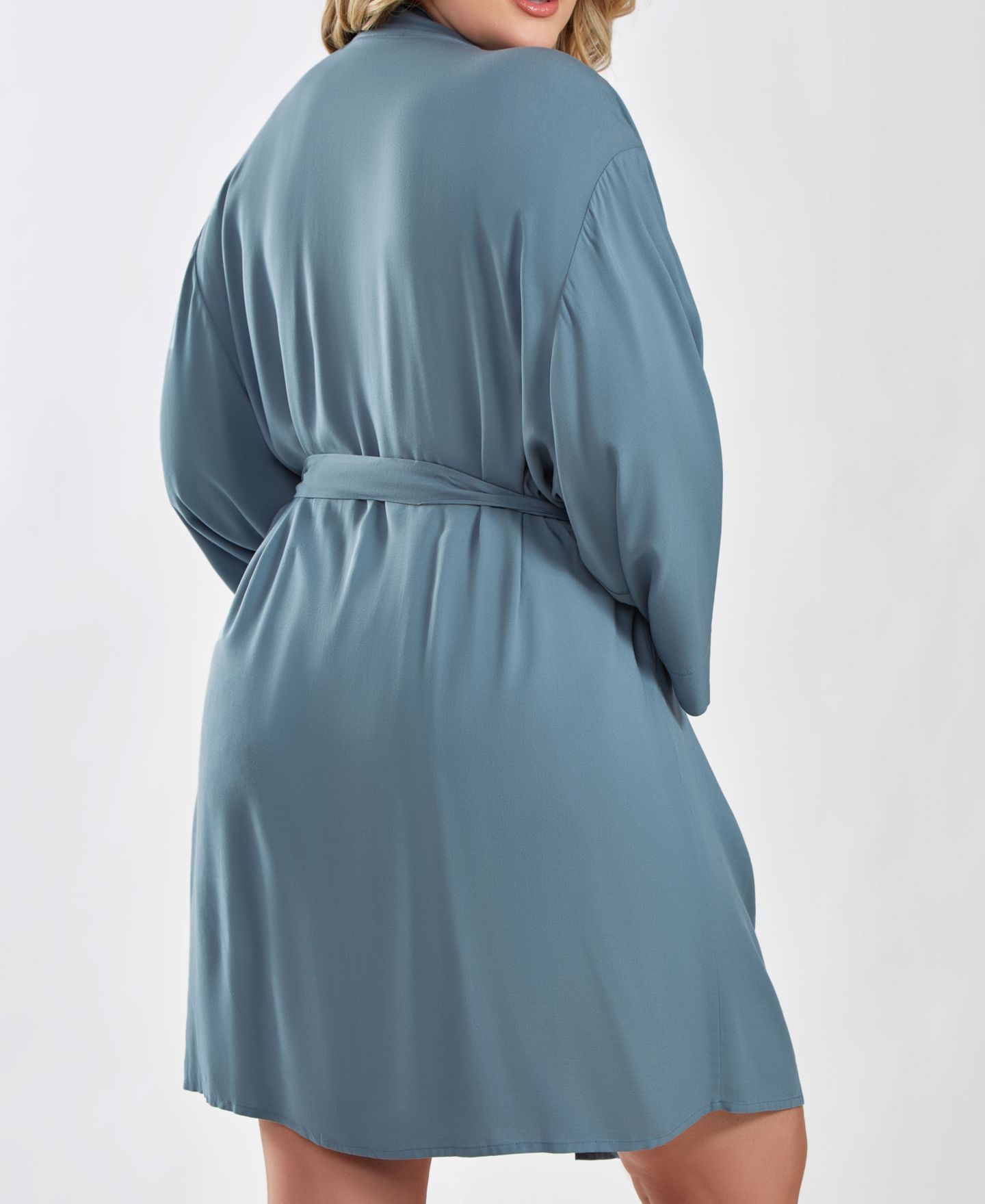 Халат Bree Inner, модал — iCollection, цвет: Синий — фото 2