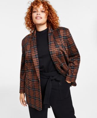 macys plaid jacket womens