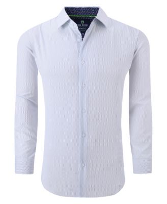 Men's Slim Fit Performance Long Sleeve Geometric Dress Shirt
