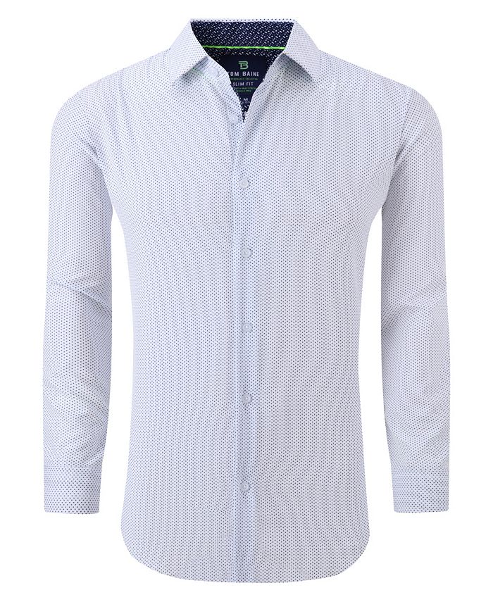 Tom Baine Men's Slim Fit Performance Long Sleeve Geometric Dress Shirt ...