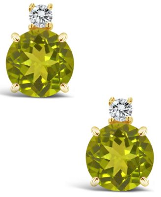 Peridot (1-1/10 ct. t.w.) and Diamond Accent Stud Earrings in 14K Yellow Gold