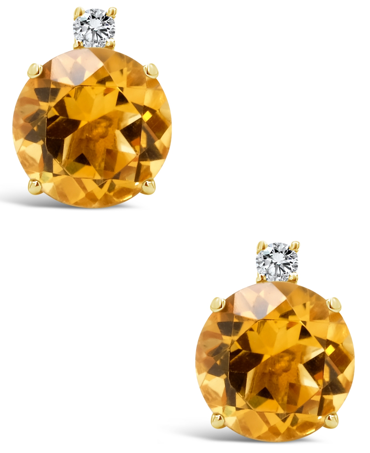 (3-5/8 ct. t.w.) and Diamond Accent Stud Earrings in 14K Yellow Gold - Citrine