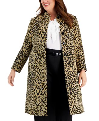 Animal print coat plus size on sale