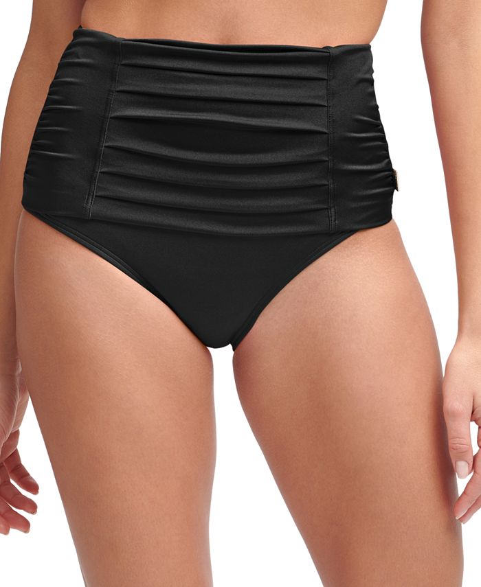 Calvin Klein Pleated High-Waist Bikini Bottoms Macy's