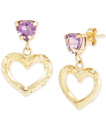 Macy s Amethyst Heart Drop Earrings 7 8 ct. t.w. in 14k Gold