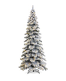 9' Pre-Lit Flocked Layered Spruce Artificial Christmas Tree with 500 Warm White Lights